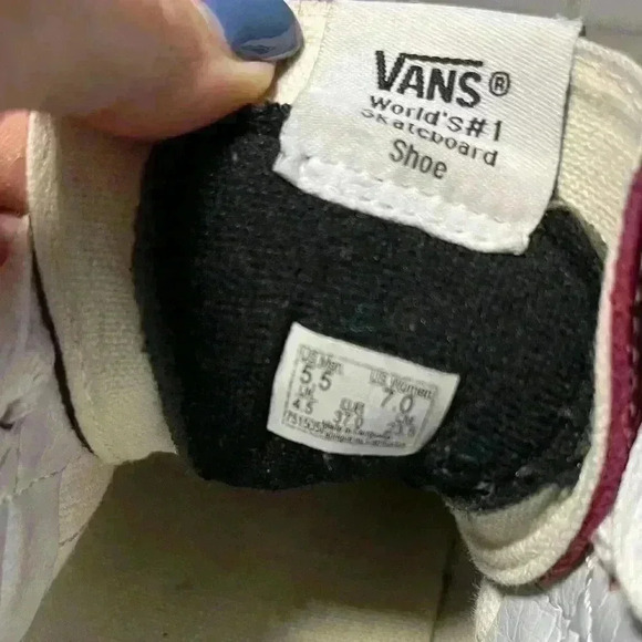 Vans Men's Burgundy and White High-Top Sneakers - Picture 11 of 13
